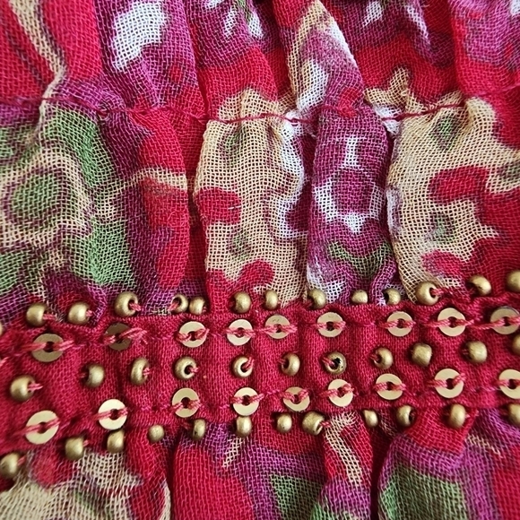 MANGO Boho Beaded Drop Waist Tunic Dress Large - Picture 7 of 10